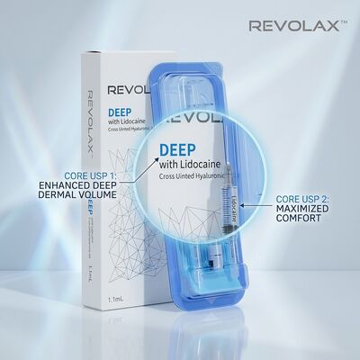 Revolax Deep Temple Filler Monofazyczny Filler Hyaluronic Acid Dermal Filler 1.1 ml do odbudowy próżni czasowej