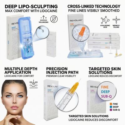 Revolax Sub- Q Chin Filler Monofazyczny, Związany krzyżowo kwas hialuronowy, Filler skórny 1,1 ml do powiększania podbródka