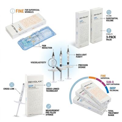 Revolax Fine Dermal Filler Monophasic Hyaluronic Acid Filler 1.1 ml do korekty cienkiej linii kruki