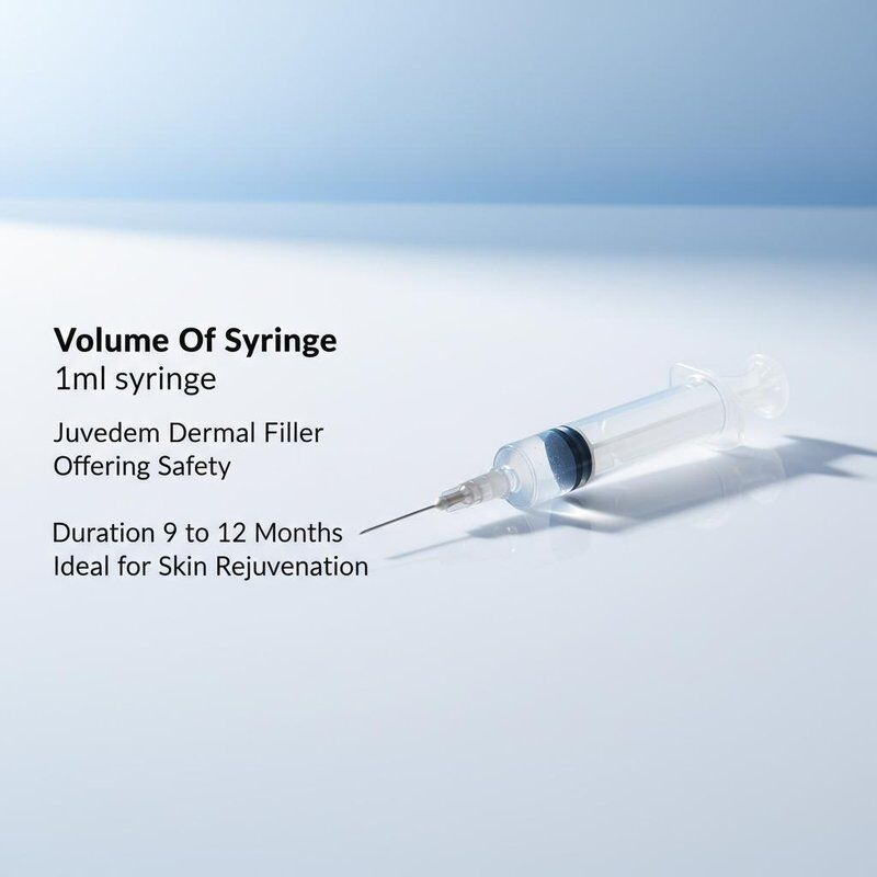 Objętość strzykawki 1 ml strzykawki Juvederm Dermal Filler oferuje bezpieczeństwo Czas trwania 9 do 12 miesięcy Idealny do odmłodzenia skóry