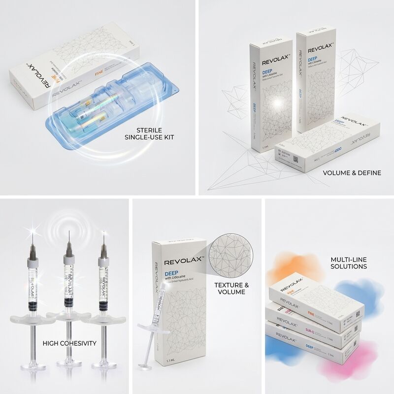Revolax Fine Dermal Filler Monophasic Hyaluronic Acid Filler 1.1 ml do korekty cienkiej linii kruki